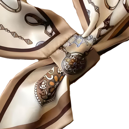 ARABELLE 77 Horse Design Silk Look Satin Skinny Scarf WITH LOOP - 77 x 14 cms