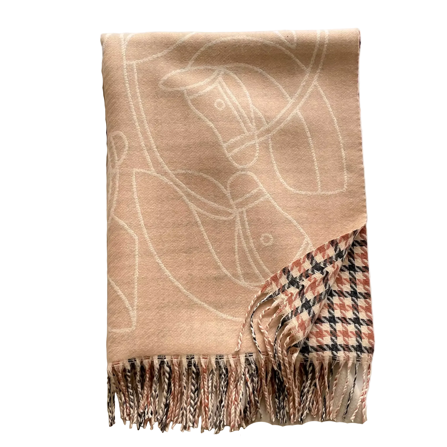 ARIES Horse Design Cashmere Feel Jacquard Pashmina/Shawl with Fringe - 180 x 65 cms