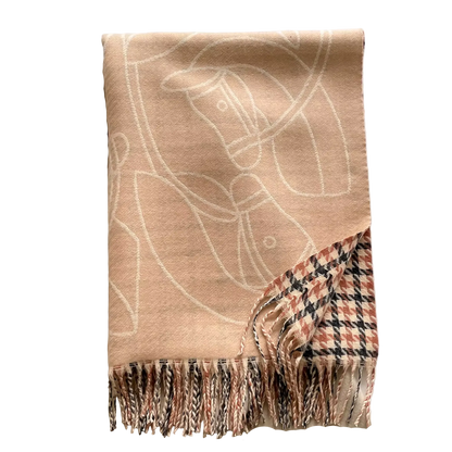 ARIES Horse Design Cashmere Feel Jacquard Pashmina/Shawl with Fringe - 180 x 65 cms