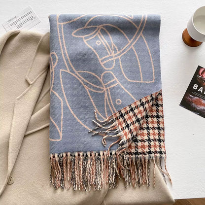 ARIES Horse Design Jacquard Pashmina/Shawl with Fringe - 180 x 65 cms