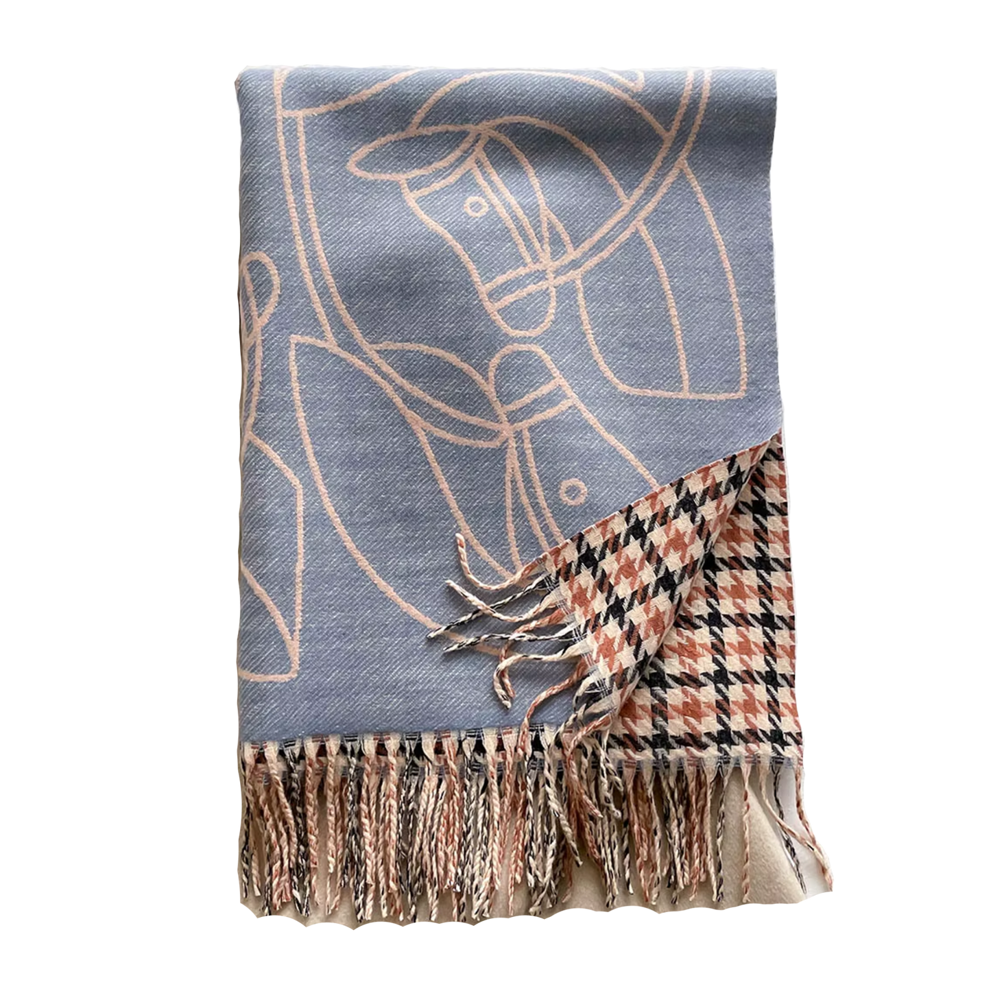 ARIES Horse Design Cashmere Feel Jacquard Pashmina/Shawl with Fringe - 180 x 65 cms
