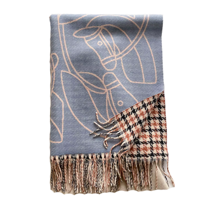 ARIES Horse Design Cashmere Feel Jacquard Pashmina/Shawl with Fringe - 180 x 65 cms