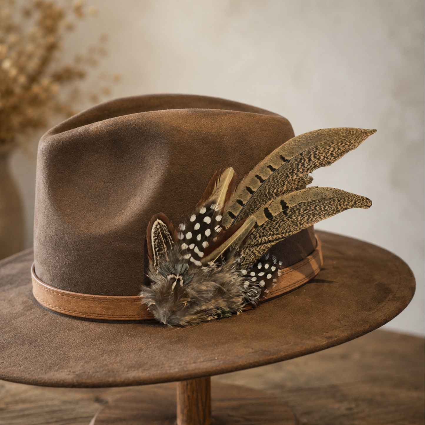 ARMITAGE Natural Feather  Hat Plume with Brooch Pin