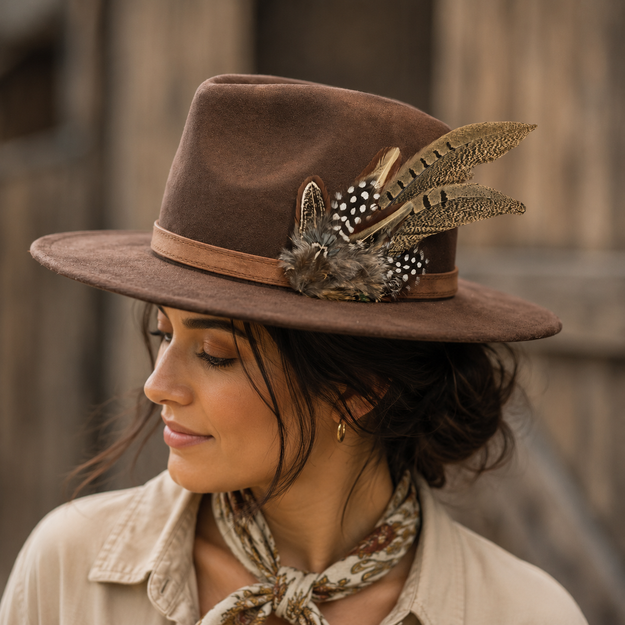 ARMITAGE Natural Feather  Hat Plume with Brooch Pin
