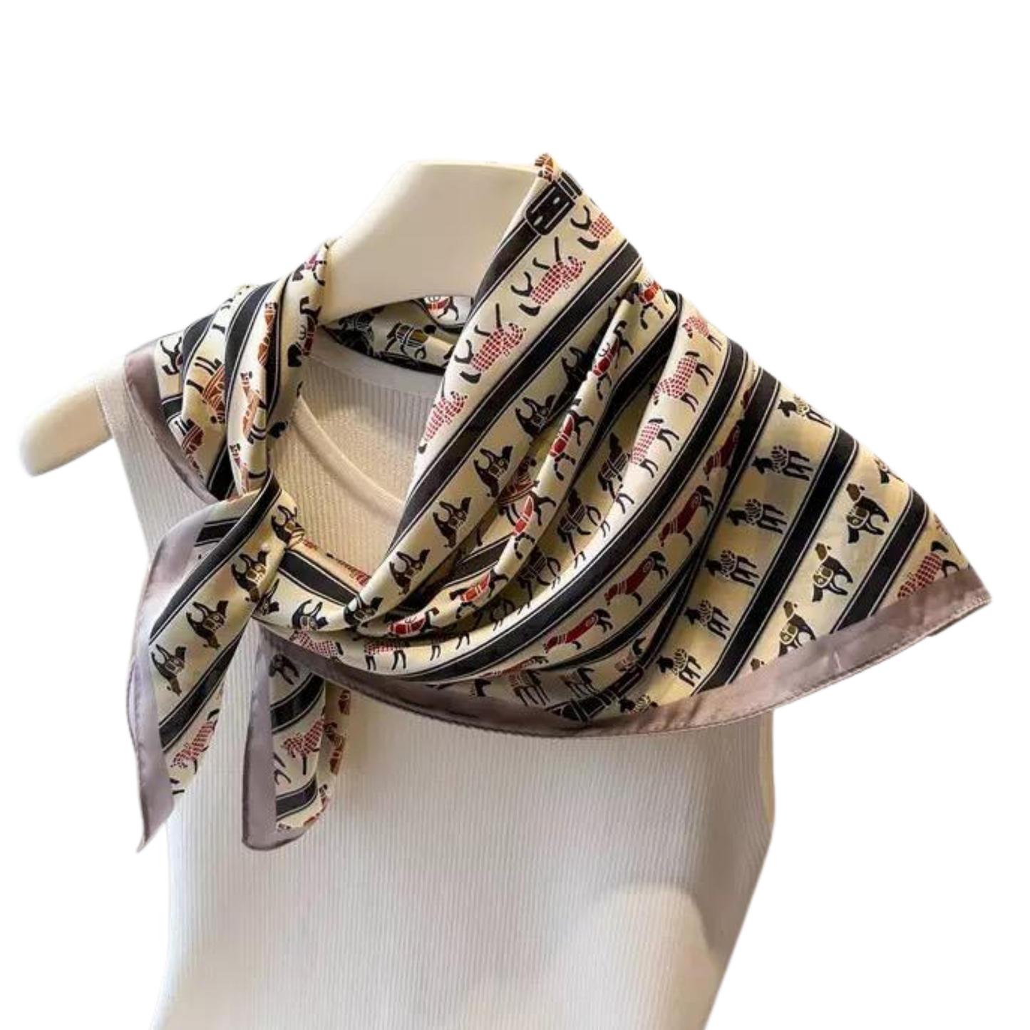 ASCOT Horse Design, Satin Scarf - 70 x 70 cm