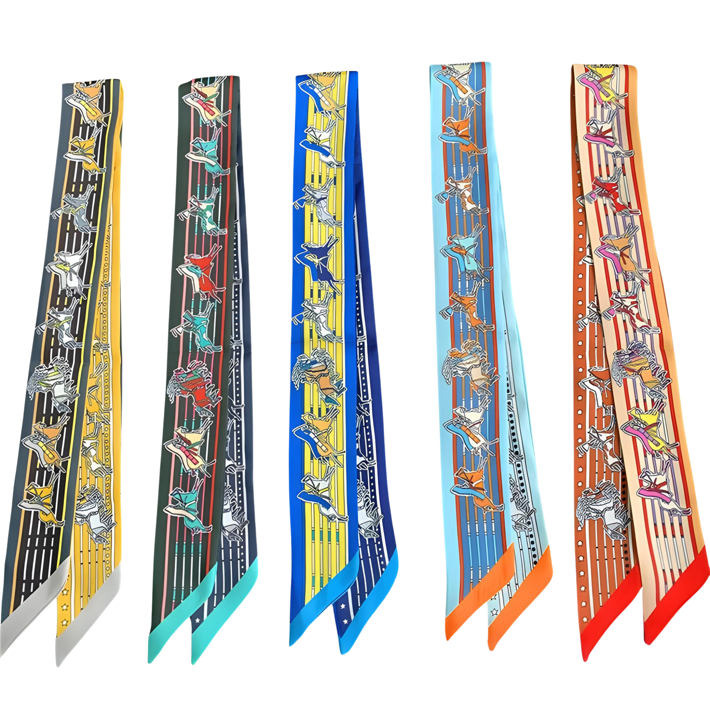 ATHENS Horse Design Twilly Scarf, Hair or Handbag Tie - 85 x 5 cms