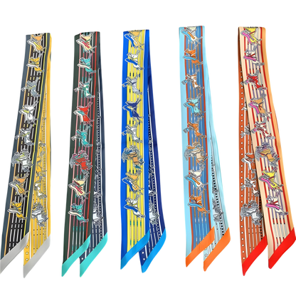 ATHENS Horse Design Twilly Scarf, Hair or Handbag Tie - 85 x 5 cms