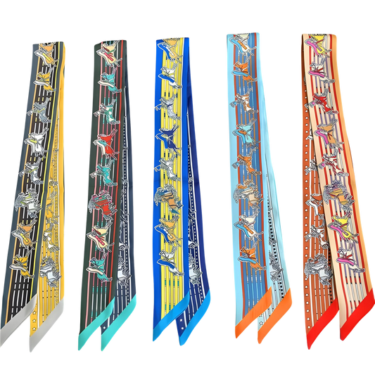 ATHENS Horse Design Twilly Scarf, Hair or Handbag Tie - 85 x 5 cms