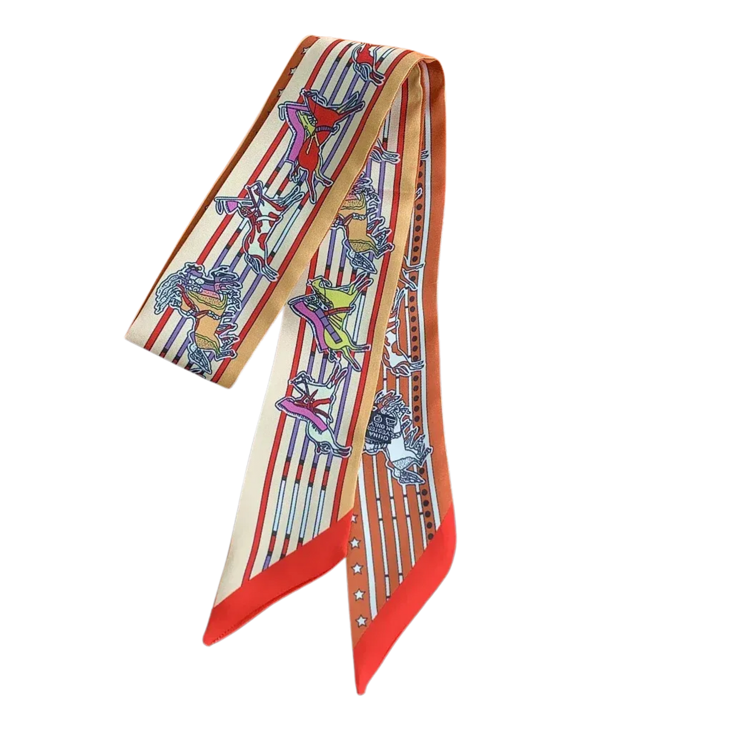 ATHENS Horse Design Twilly Scarf, Hair or Handbag Tie - 85 x 5 cms