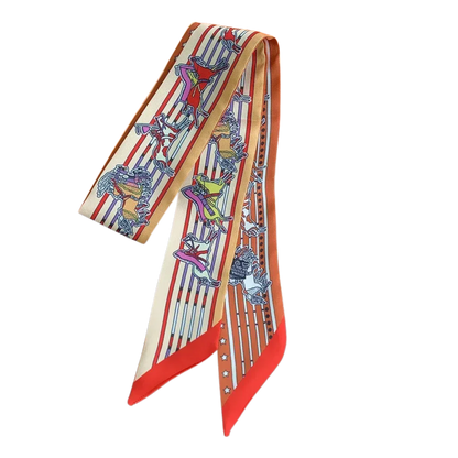 ATHENS Horse Design Twilly Scarf, Hair or Handbag Tie - 85 x 5 cms