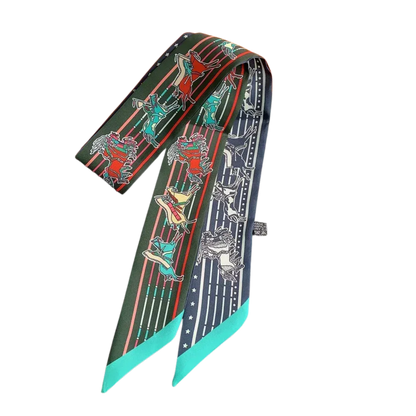 ATHENS Horse Design Twilly Scarf, Hair or Handbag Tie - 85 x 5 cms