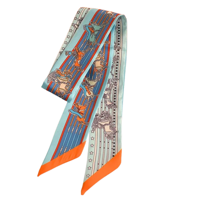 ATHENS Horse Design Twilly Scarf, Hair or Handbag Tie - 85 x 5 cms