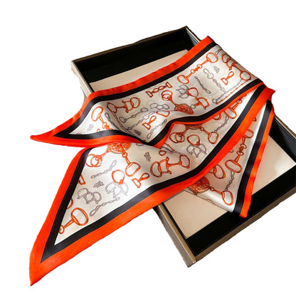 AVA 148 Horse Design Silk Look Satin Skinny Scarf - 145 X 13 cm