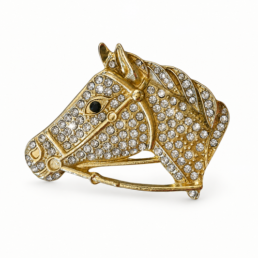 BADGER Rhinestone Gold Brooch