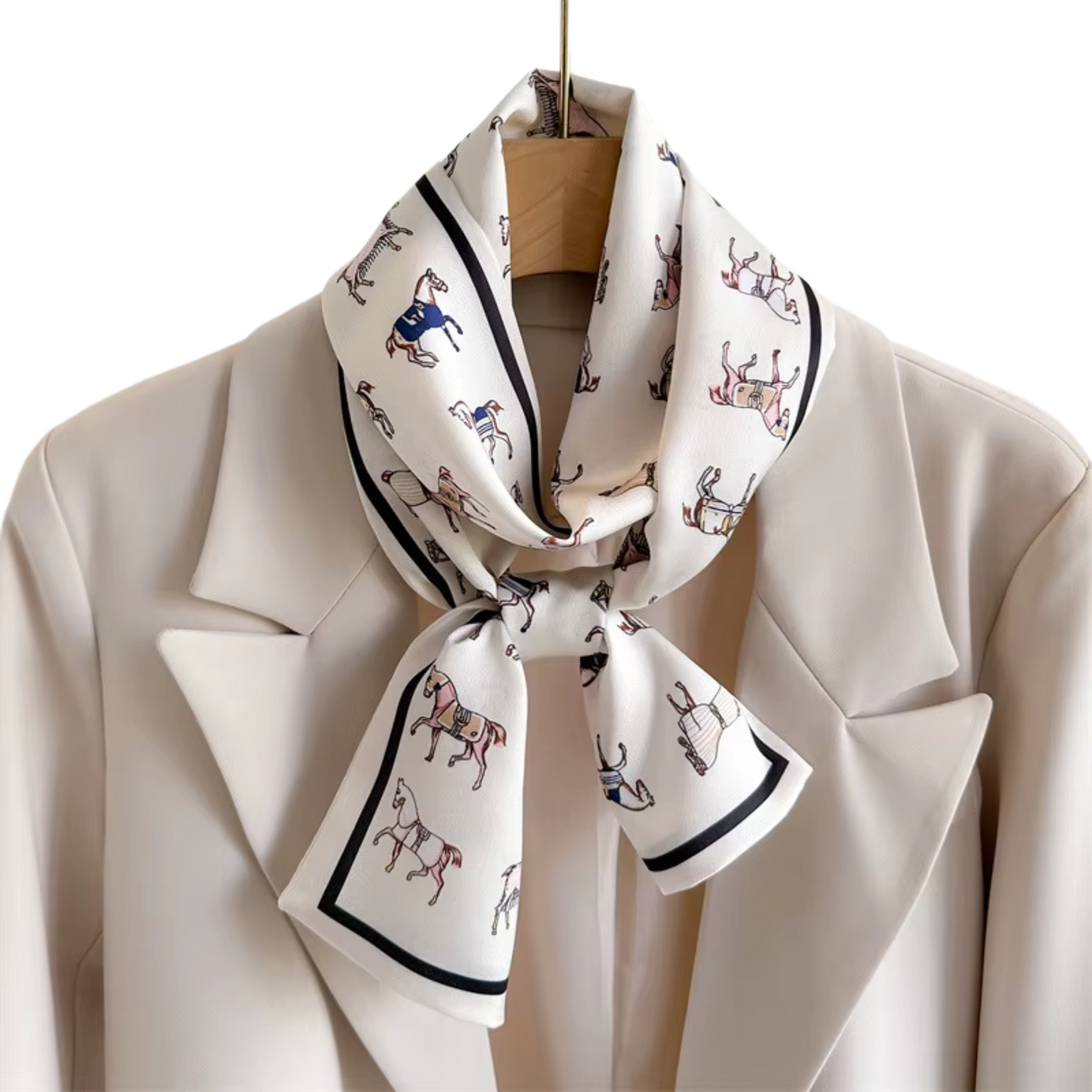 BAILEY Horse Design Silk Look Satin Skinny Scarf - 145 X 13 cms