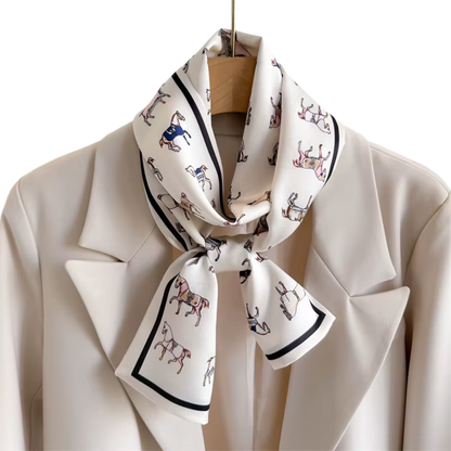 BAILEY Horse Design Silk Look Satin Skinny Scarf - 145 X 13 cms