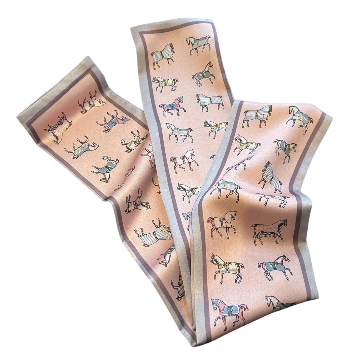 BAILEY Horse Design Silk Look Satin Skinny Scarf - 145 X 13 cms