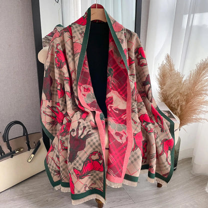 BELLE Horse design, Cashmere Blend Pashmina/Shawl - 180 x 65 cms