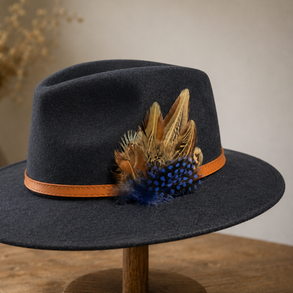 BELPER  Natural Feather Hat Plume with Brooch Pin