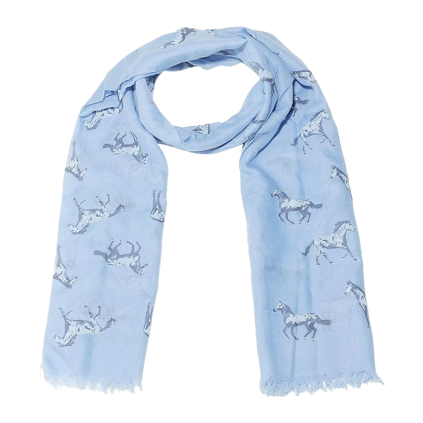 BESS Horse Design Linen Look Scarf - 180 x 90 cms