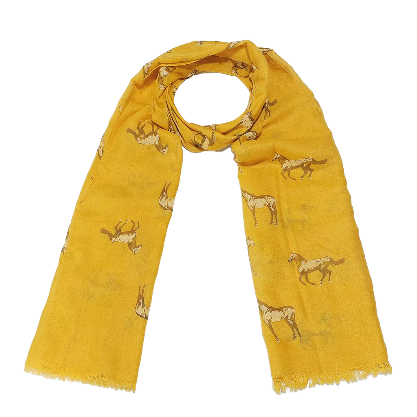 BESS Horse Design Linen Look Scarf - 180 x 90 cms