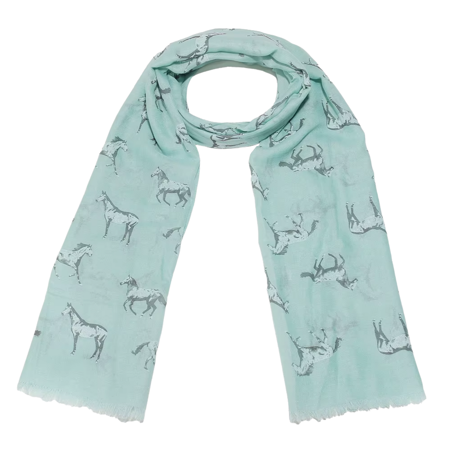 BESS Horse Design Linen Look Scarf - 180 x 90 cms
