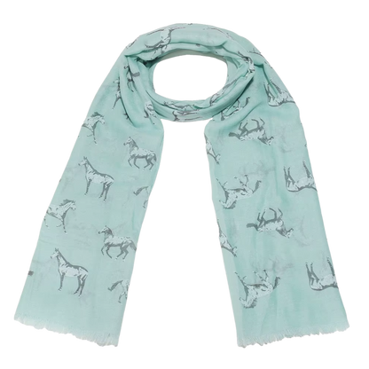 BESS Horse Design Linen Look Scarf - 180 x 90 cms