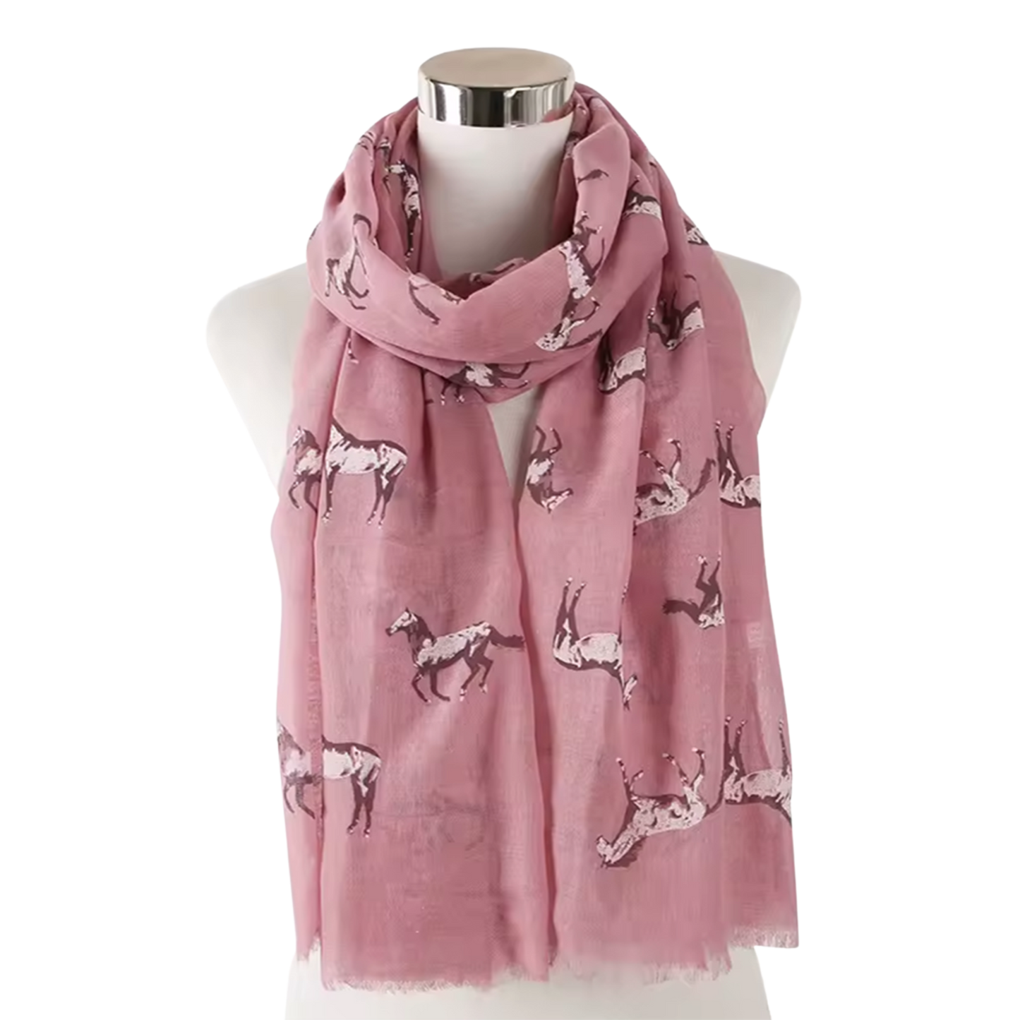 BESS Horse Design Linen Look Scarf - 180 x 90 cms