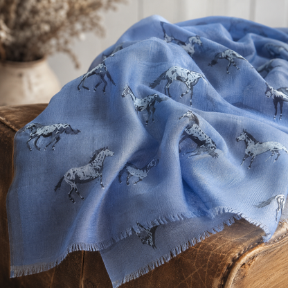 BESS Horse Design Long Viscose Scarf - 180 x 90 cms