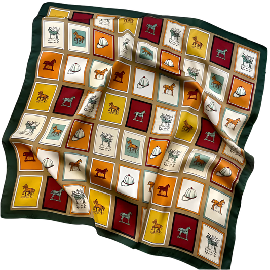 BONNY Horse Design, Man-Made Silk Scarf - 70 x 70 cms
