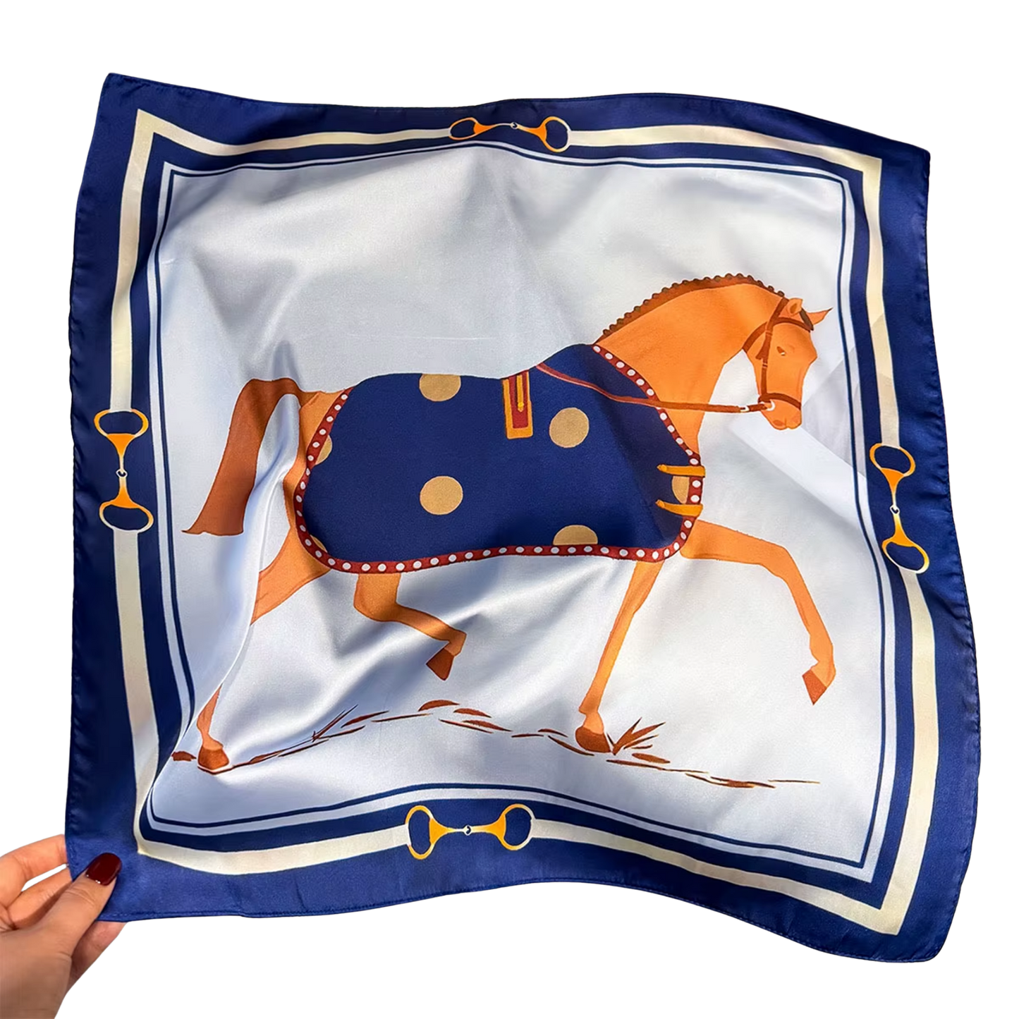 BOSTON Horse Design, Satin Scarf - 70 x 70 cms