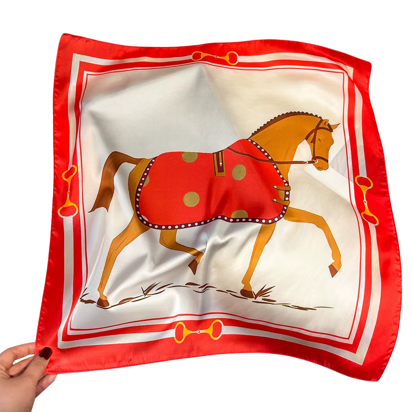 BOSTON Horse Design, Satin Scarf - 70 x 70 cms