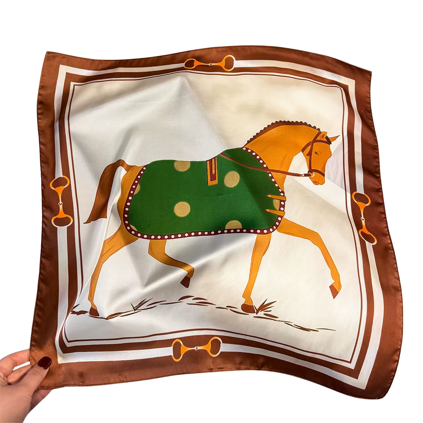 BOSTON Horse Design, Satin Scarf - 70 x 70 cms