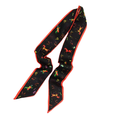 BRADEY Horse Design Twilly Scarf, Hair or Handbag Tie - 85 x 5 cms