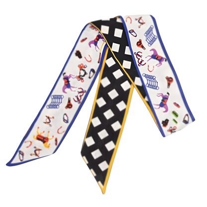 BRADEY Horse Design Twilly Scarf, Hair or Handbag Tie - 85 x 5 cms