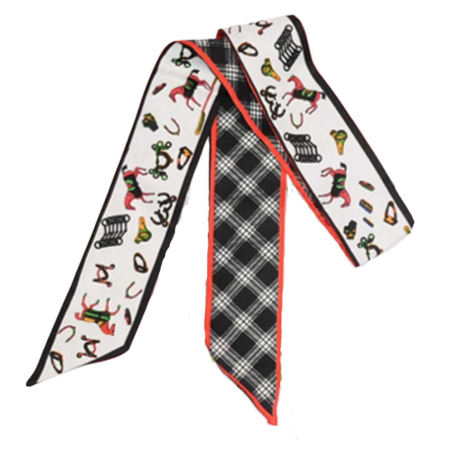 BRADEY Horse Design Twilly Scarf, Hair or Handbag Tie - 85 x 5 cms