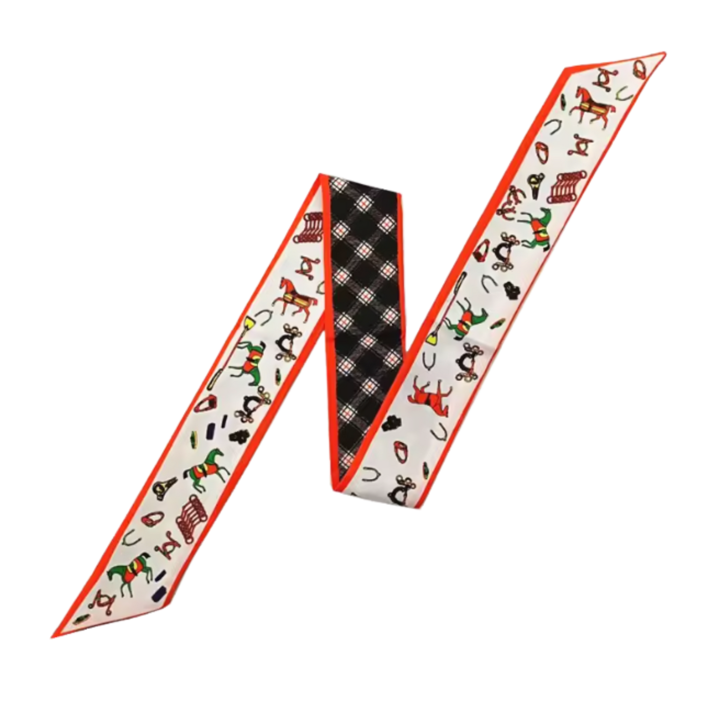 BRADEY Horse Design Twilly Scarf, Hair or Handbag Tie - 85 x 5 cms