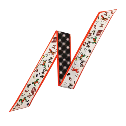 BRADEY Horse Design Twilly Scarf, Hair or Handbag Tie - 85 x 5 cms