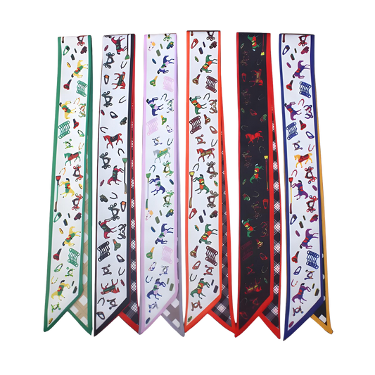 BRADEY Horse Design Twilly Scarf, Hair or Handbag Tie - 85 x 5 cms