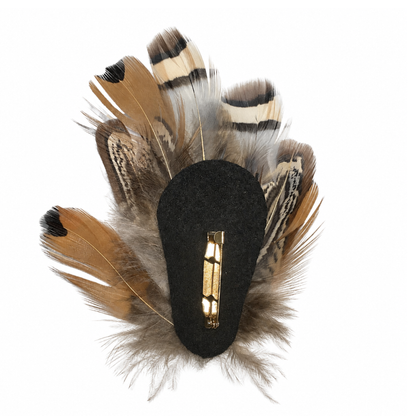 BURNIE Natural Feather Hat Plume with Brooch Pin