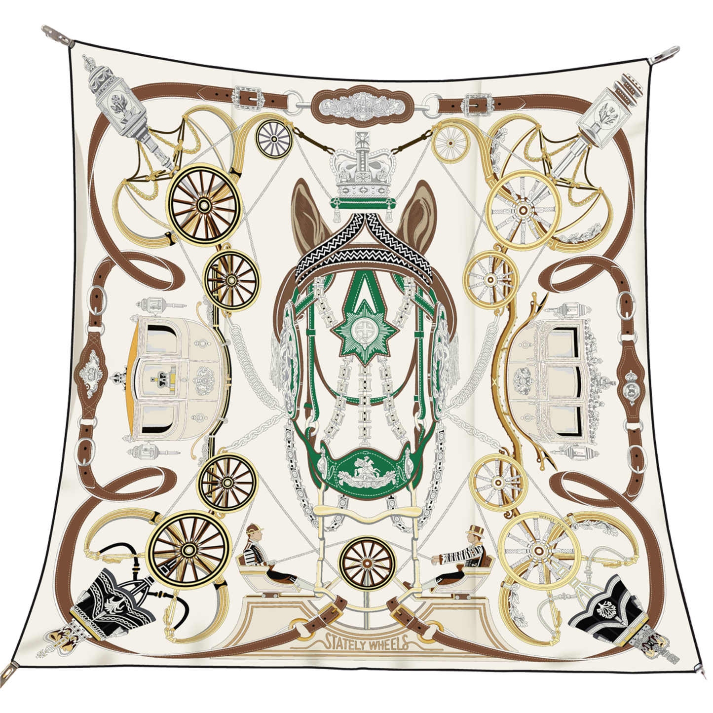 CANTERBURY Horse Design Premium Twill Scarf - 90 x 90 cms