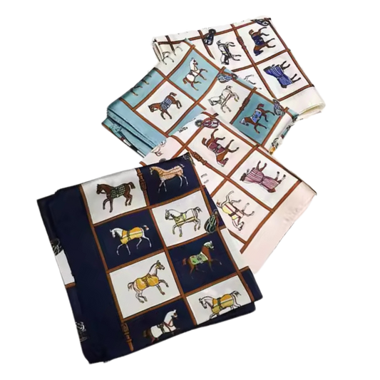 CAPRI Horse Design, Man-Made Silk Scarf - 70 x 70 cms