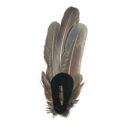 CARLTON Natural Feather Hat Plume with Brooch Pin