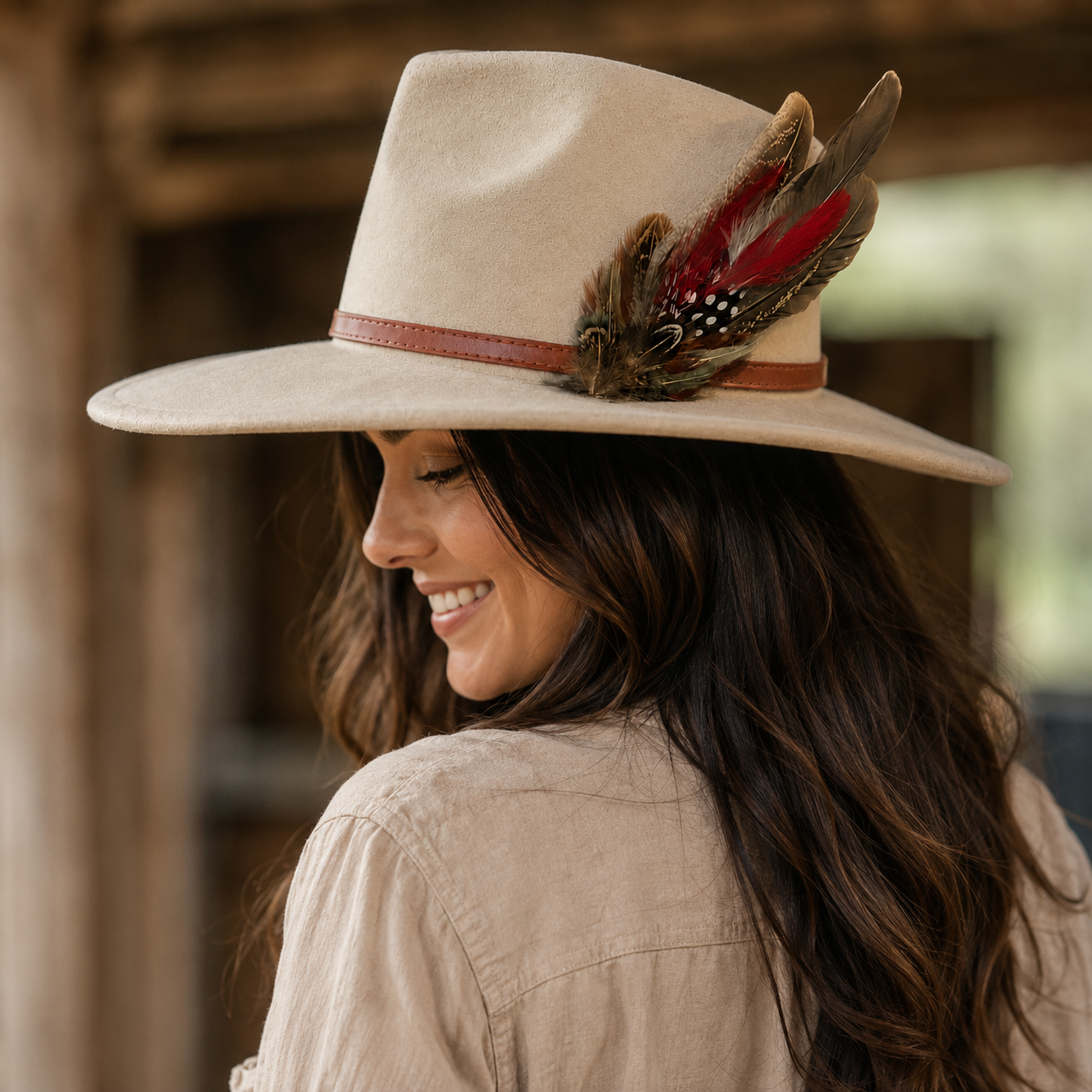 CARLTON Natural Feather Hat Plume with Brooch Pin