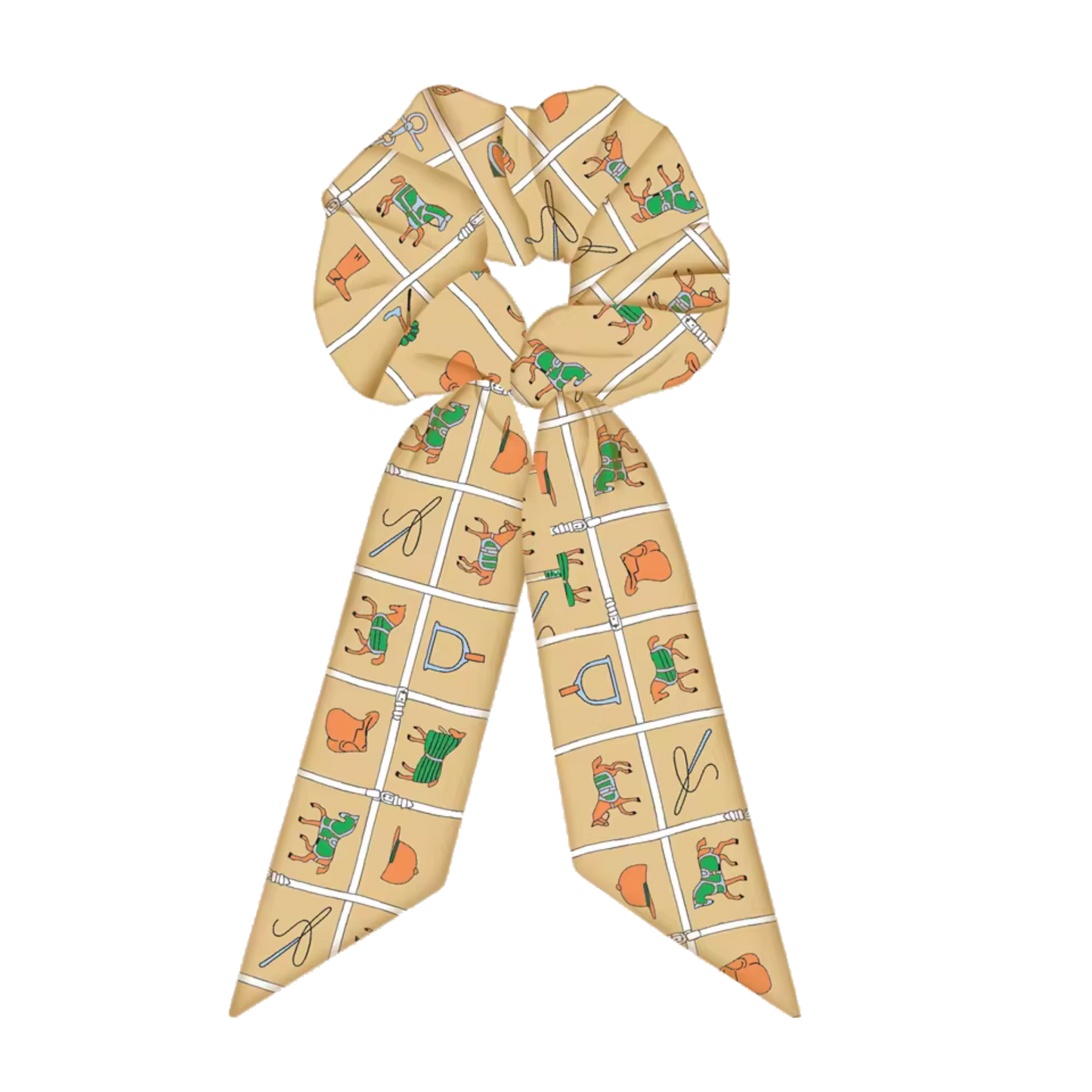 CARTER SCRUNCHIE TWILLY COMBO Horse Design Hair Tie with Ribbon