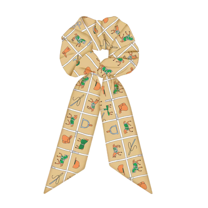 CARTER SCRUNCHIE TWILLY COMBO Horse Design Hair Tie with Ribbon