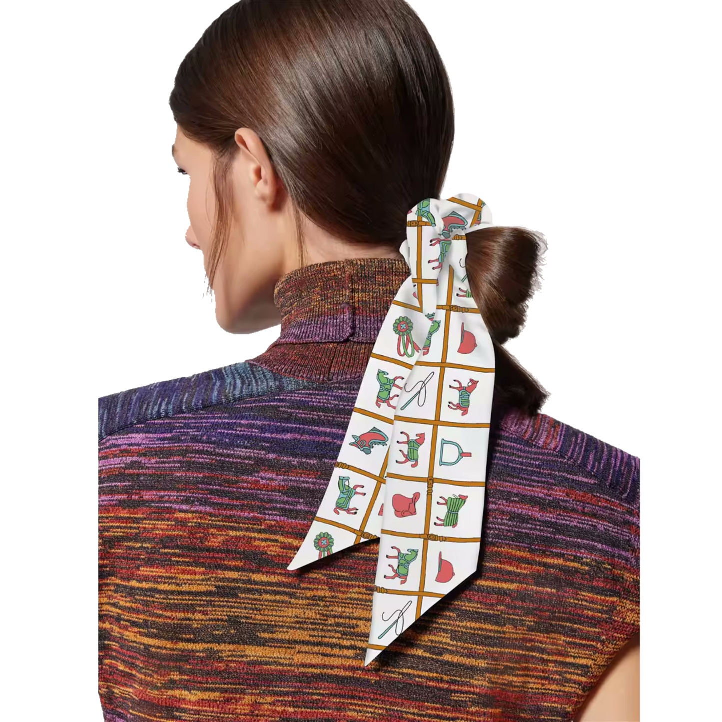 CARTER SCRUNCHIE TWILLY COMBO Horse Design Hair Tie with Ribbon