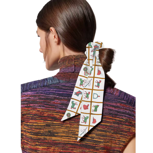 CARTER SCRUNCHIE TWILLY COMBO Horse Design Hair Tie with Ribbon