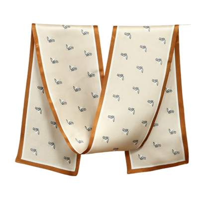 CASSIA 145 - 100% Pure Mulberry Silk Skinny Scarf - 150 x 15 cms