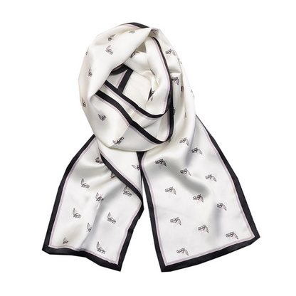 CASSIA 145 - 100% Pure Mulberry Silk Skinny Scarf - 150 x 15 cms